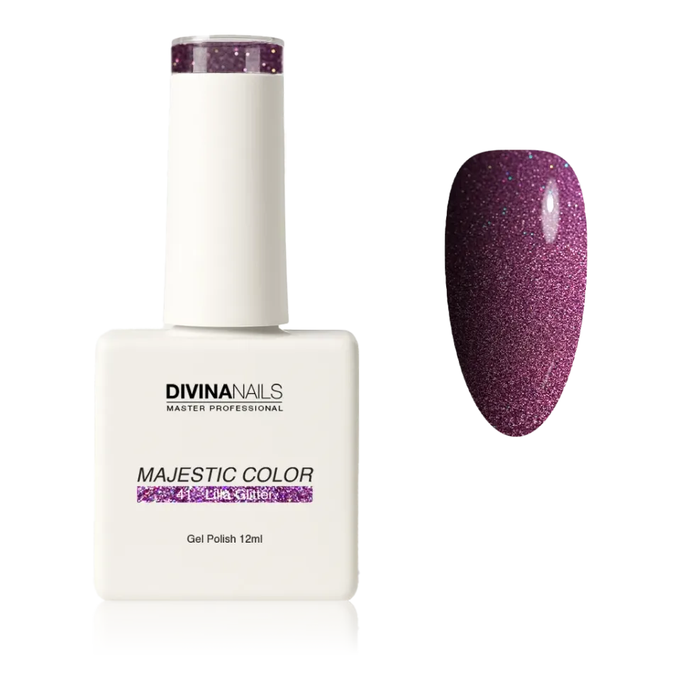 Diva Nails Majestic Color 41 Lilla Glitter semipermanente 12ml