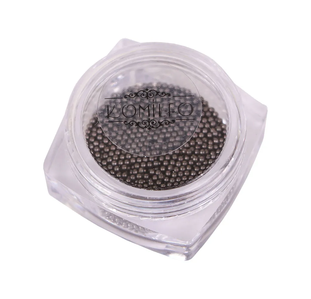 Komilfo Microperle metallo decorazioni unghie 6 g nero nichel 1 mm