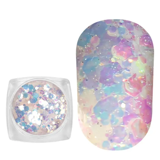 Komilfo MIX-004 glitter unghie 2,5 g bianco latte/viola fotocromatico