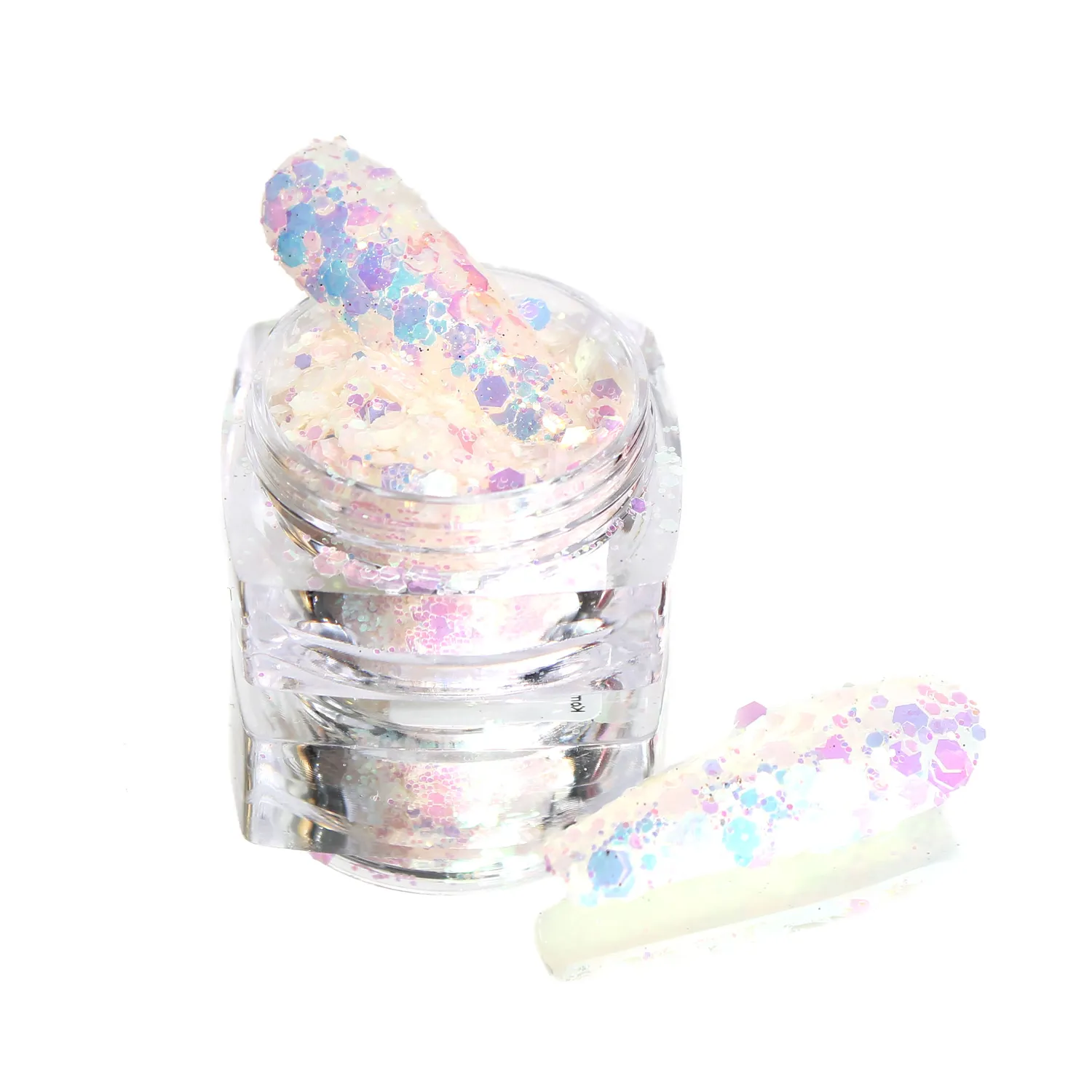 Komilfo MIX-004 glitter unghie 2,5 g bianco latte/viola fotocromatico