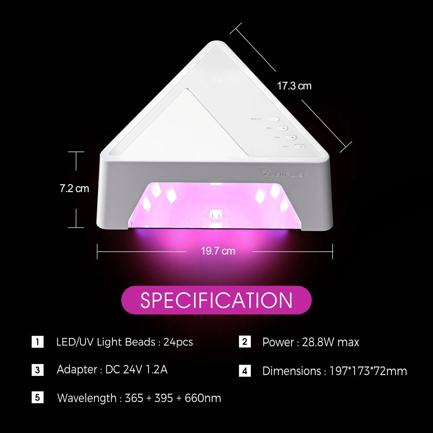 Venalisa Lampada Unghie UV LED 28,8W luce rossa EU