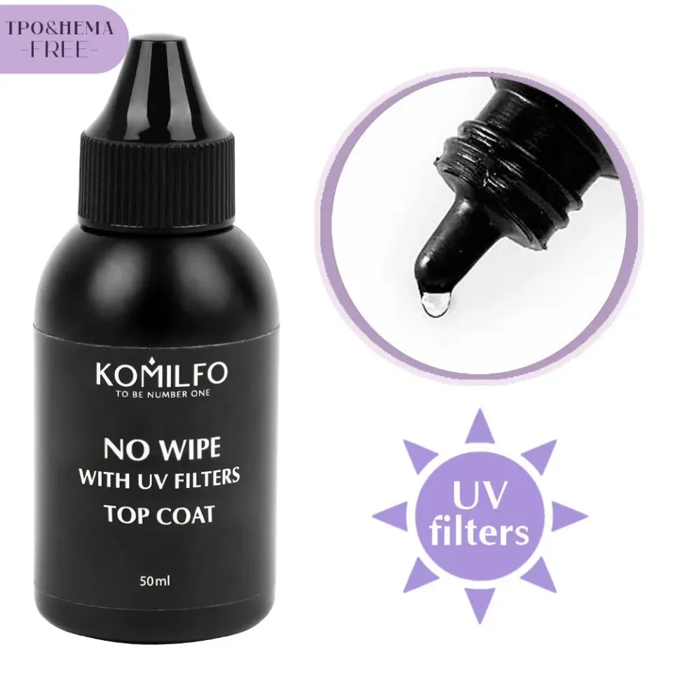 Komilfo No Wipe Top Coat UV 50 ml senza HEMA/TPO antigiallo