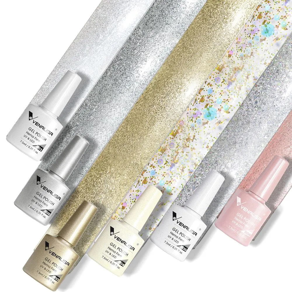 Venalisa set smalti gel glitter 6 colori hema free
