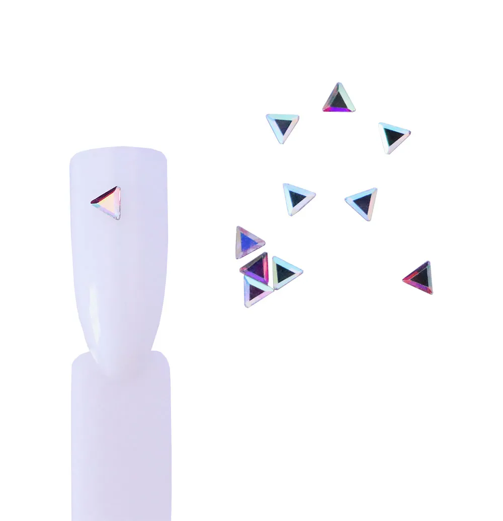 Komilfo Triangle strass unghie 3x3 mm Crystal AB 10 pz