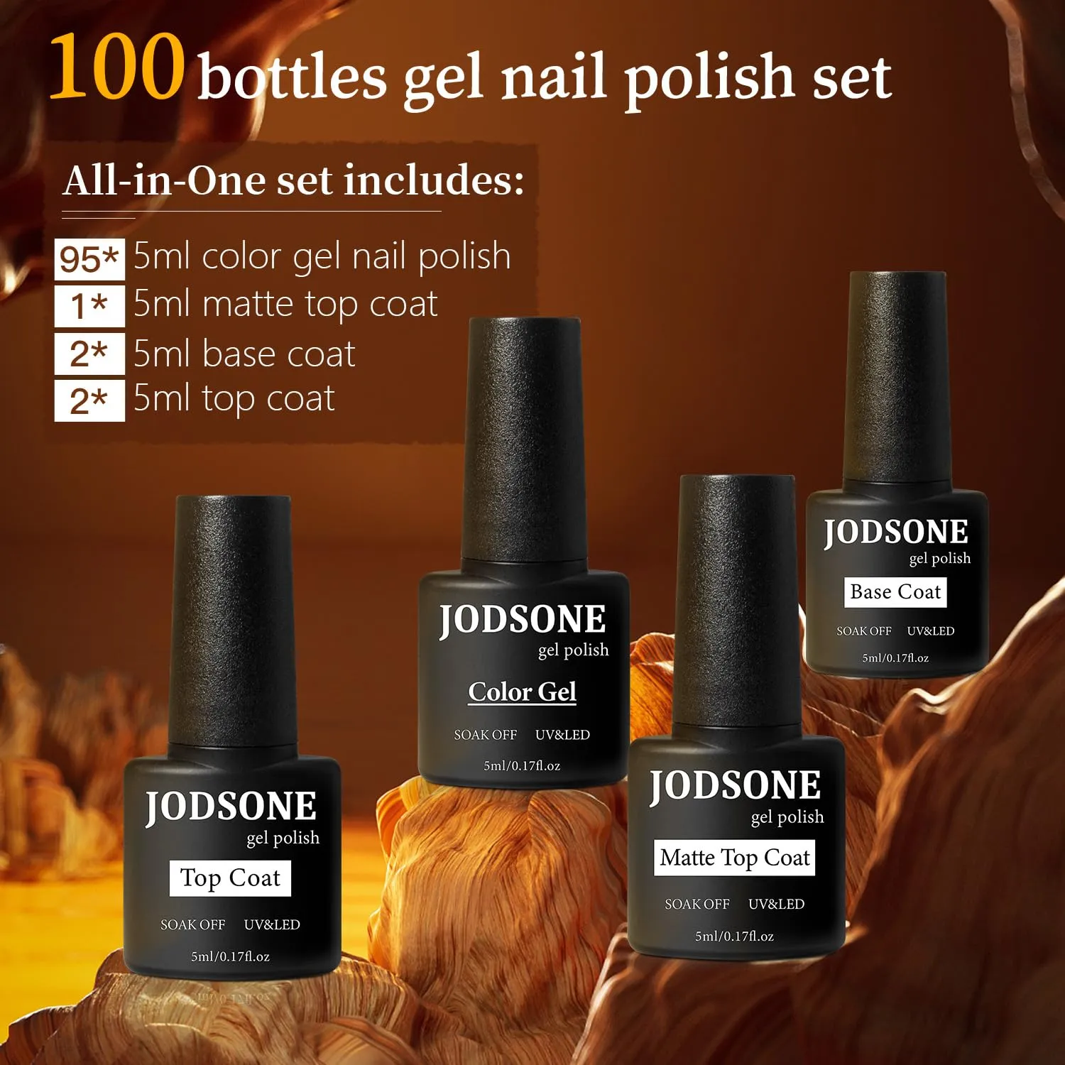 Jodsone kit 100 smalti gel semipermanente base top multicolore