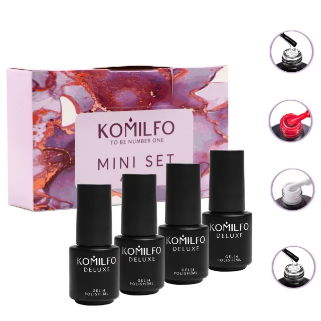 Komilfo Mini Set 002 kit semipermanente 4x4 ml rosso bianco