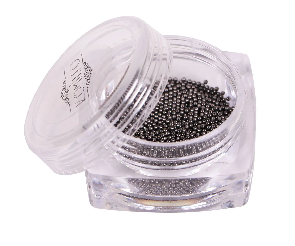 Komilfo microperle metallo decorazione unghie 0,8 mm nero 6 g