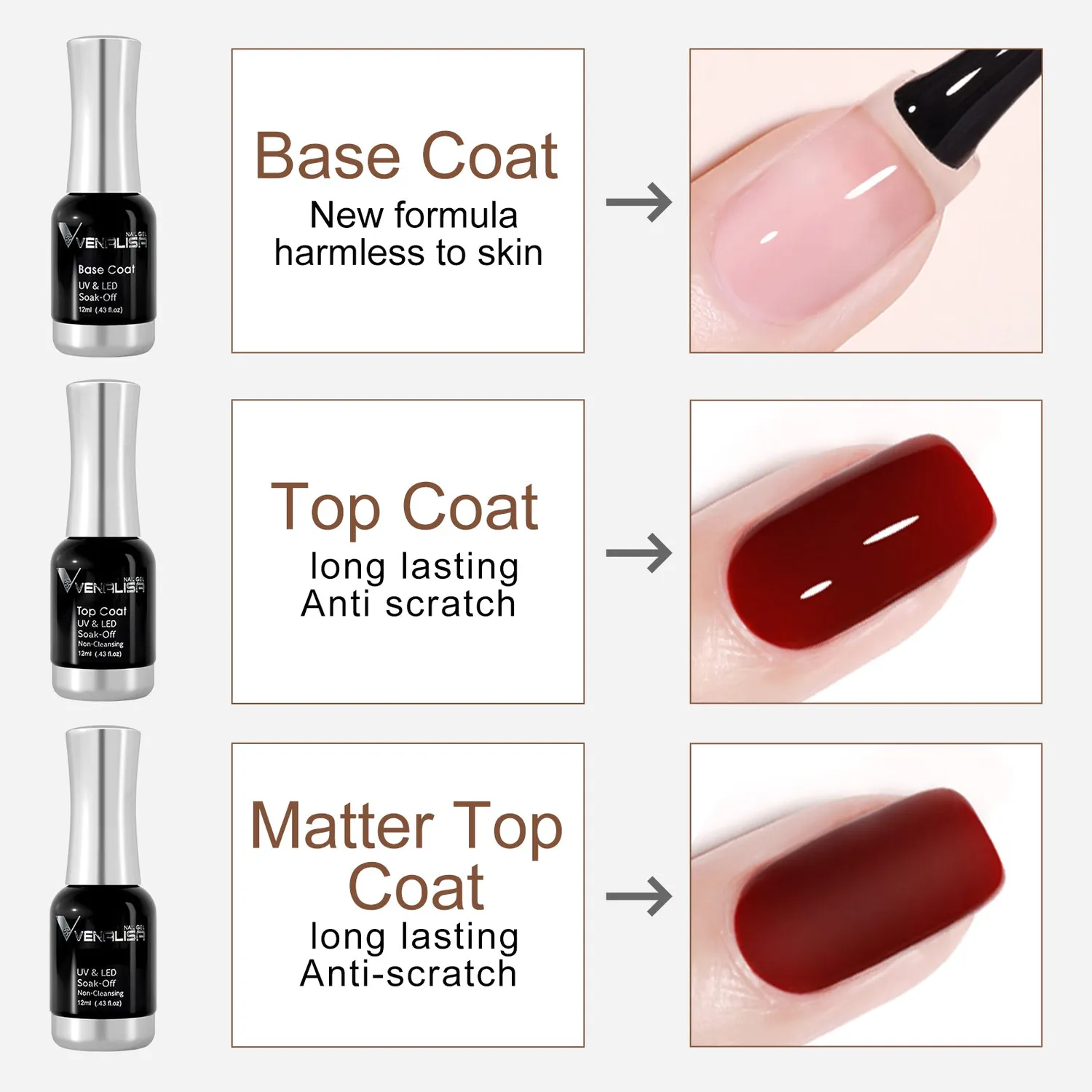 Venalisa H316 set base top coat semipermanente 5x12 ml