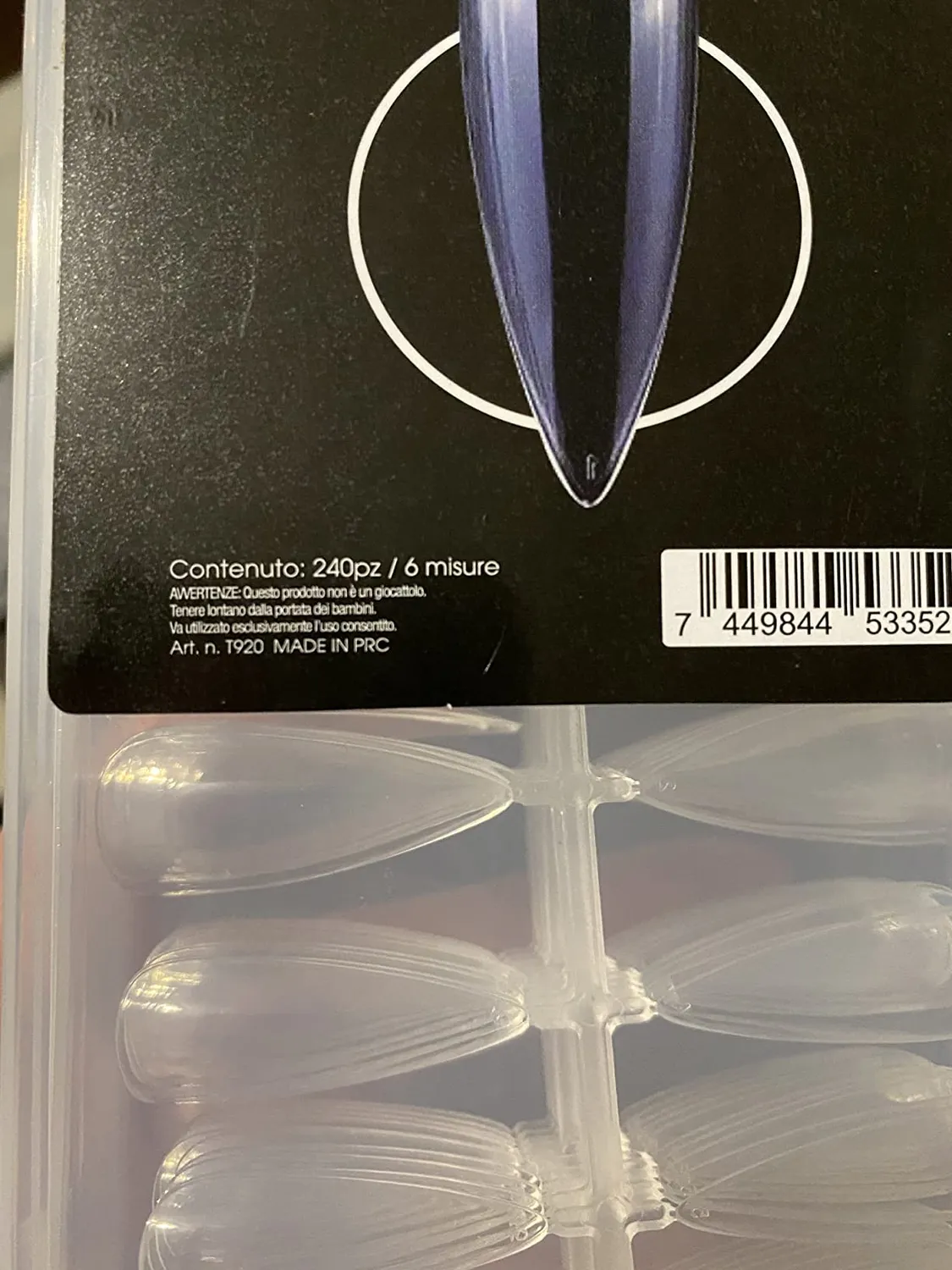 Nailfor Fullcover tips gel stiletto corto 240pz trasparenti