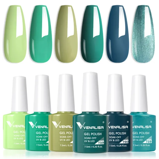 Venalisa Green 6 Colors set smalti semipermanenti 6x7,5ml verde