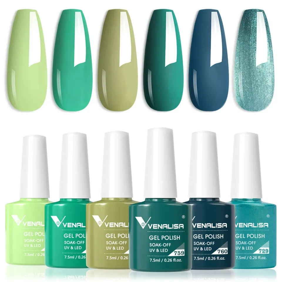 Venalisa Green 6 Colors set smalti semipermanenti 6x7,5ml verde