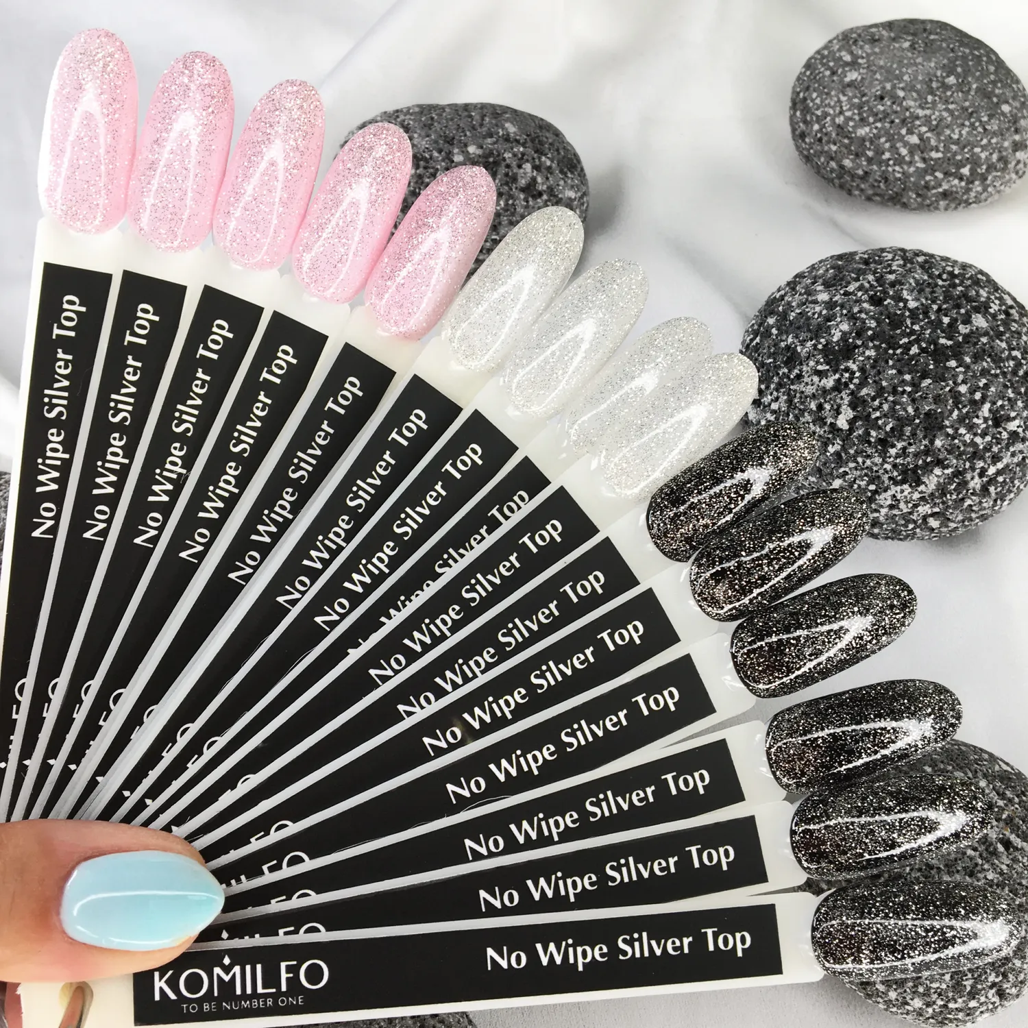Komilfo No Wipe Silver Top top unghie 8 ml micro-glitter