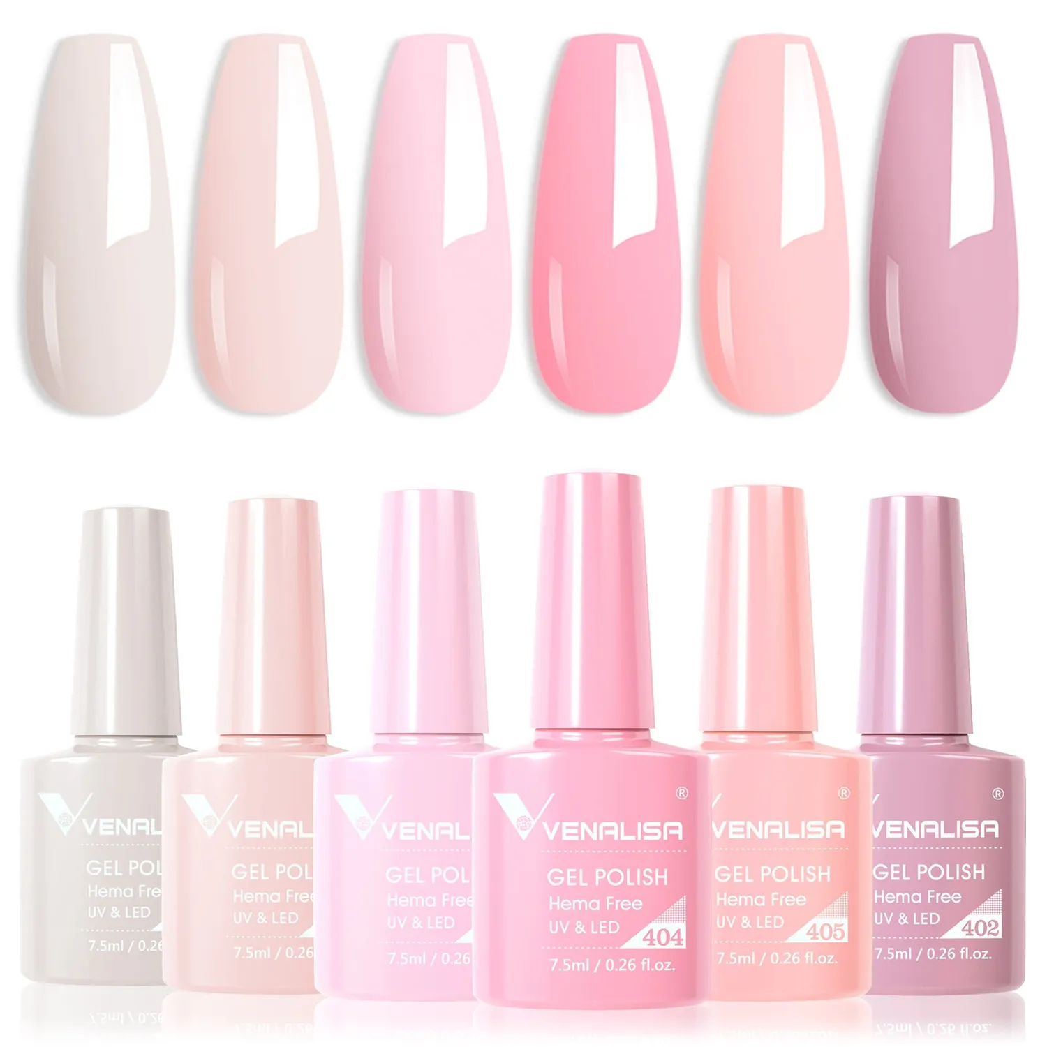 Venalisa Set Smalto Semipermanente Pink 6 colori 7,5ml hema free