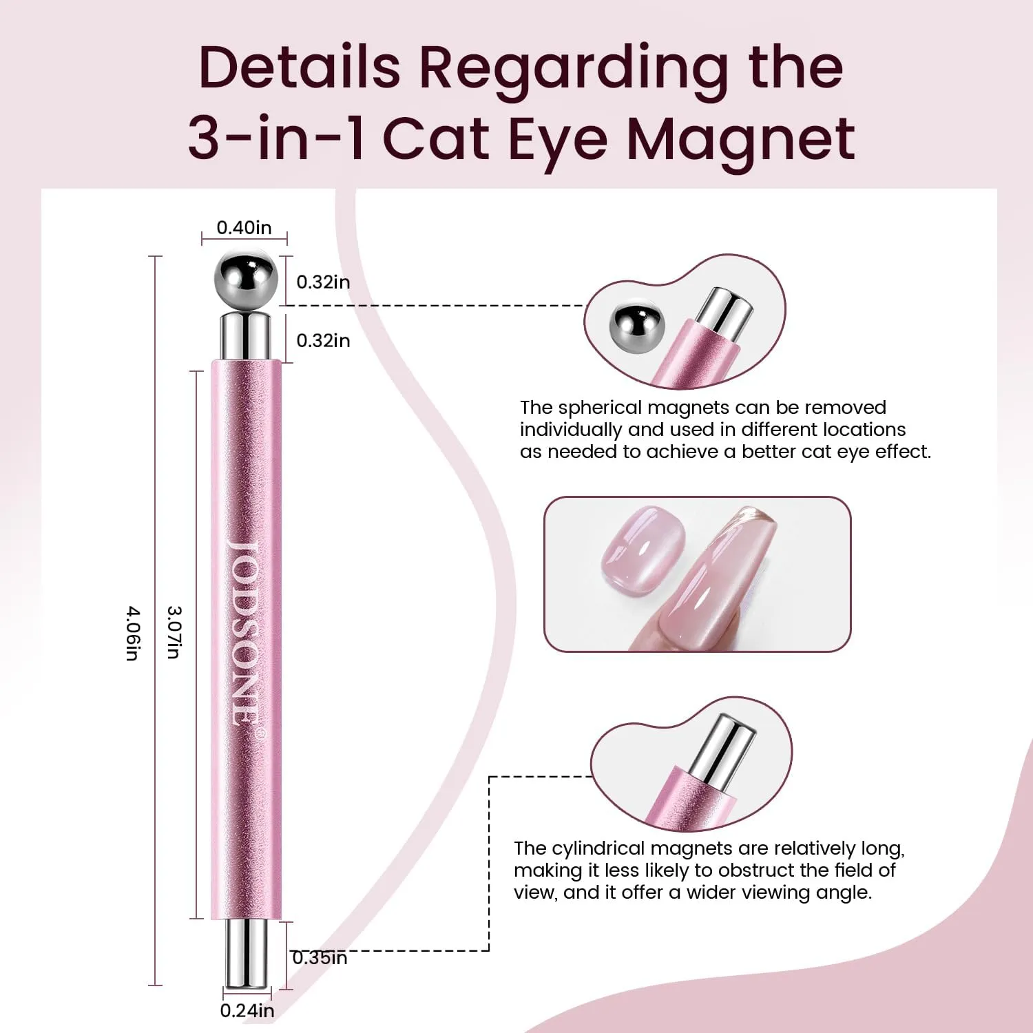 Jodsone Magnete Unghie 3-in-1 Cat Eye Rose-Magnet