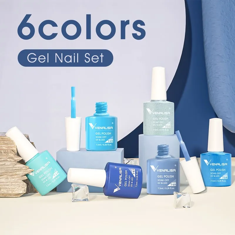 Venalisa 2215 set 6 smalti blu semipermanenti 7,5ml coprente