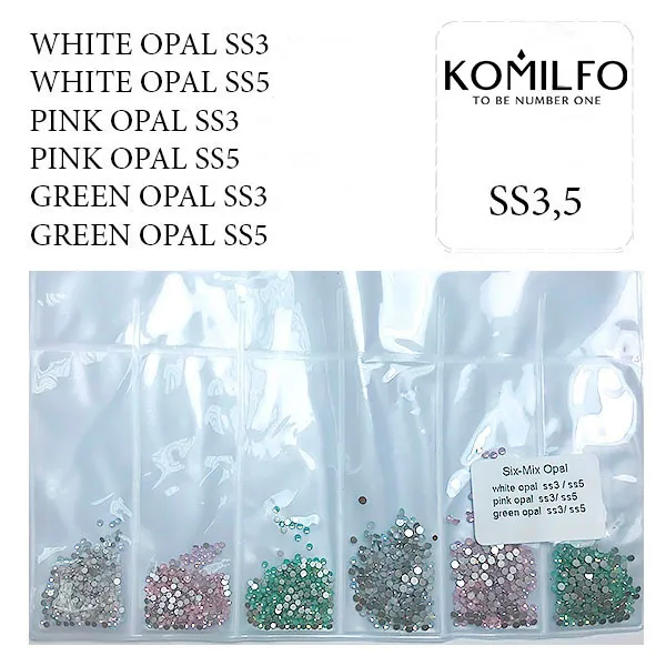 Komilfo Six-Mix Opal strass unghie ss3 ss5 1600 pz brillanti