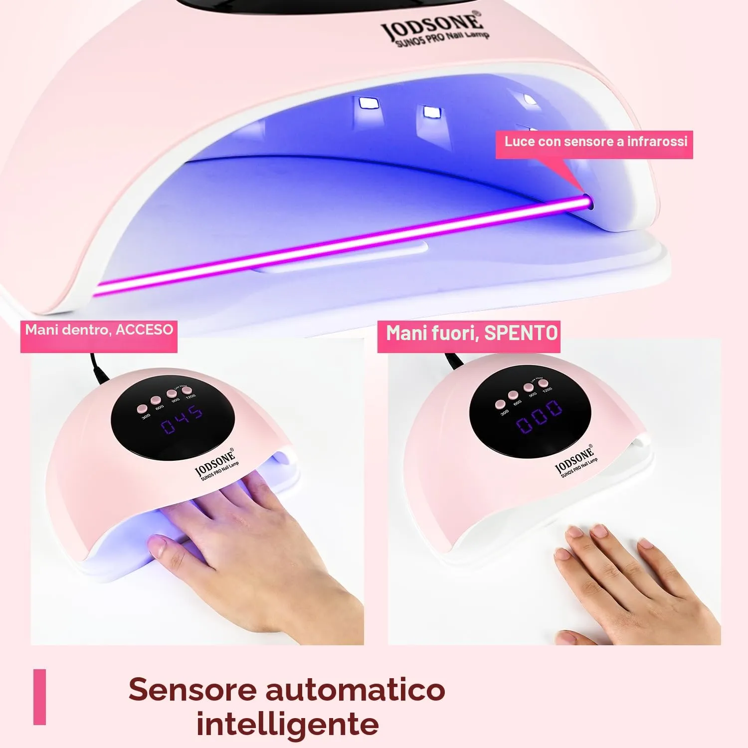 Jodsone O5 lampada UV LED unghie rosa 24 LED
