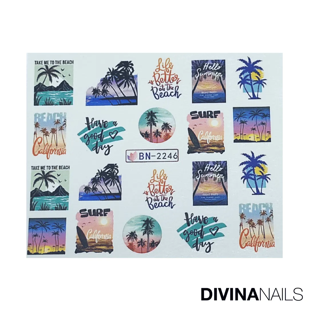 Diva Nails Water Decal Miami Vice stickers unghie 12pz