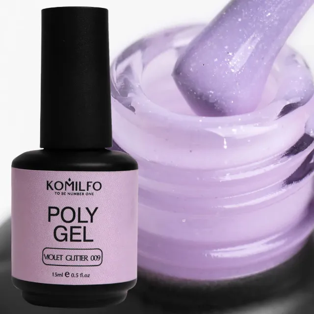 Komilfo PolyGel 009 polygel 15 ml viola glitter