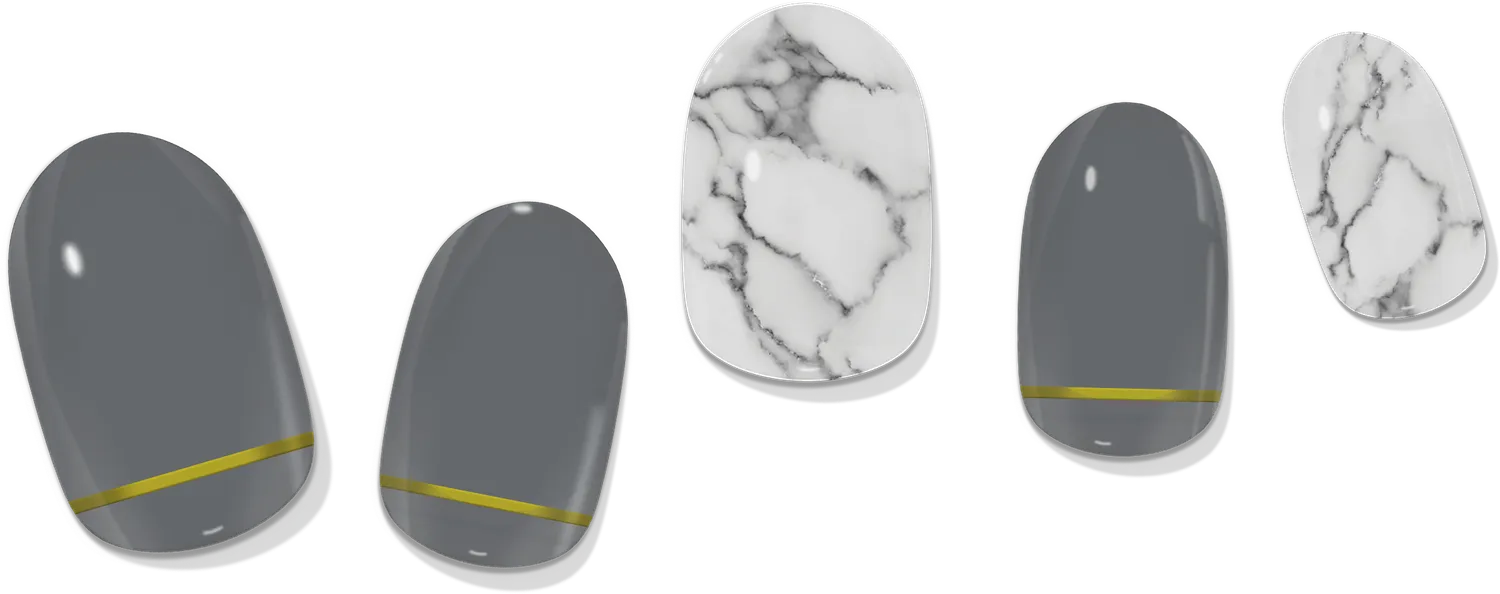 Lauren B Beauty Grey & Gold Marble nail wrap gel 18 pz