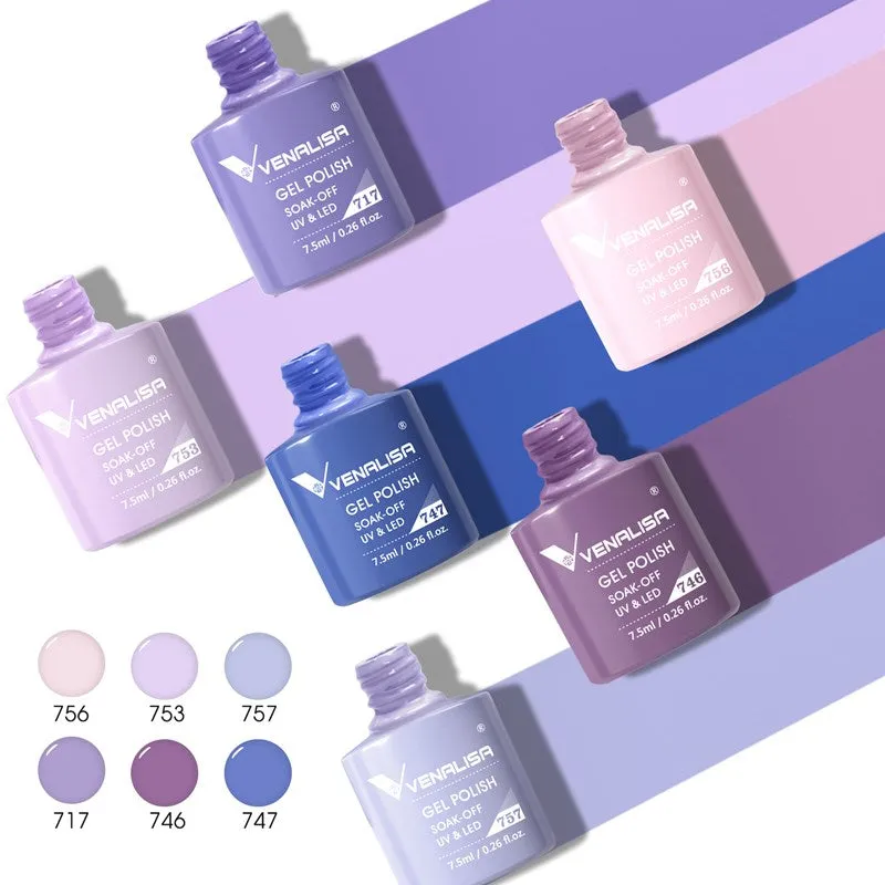 Venalisa set smalti gel 6 colori viola 7,5ml hema free