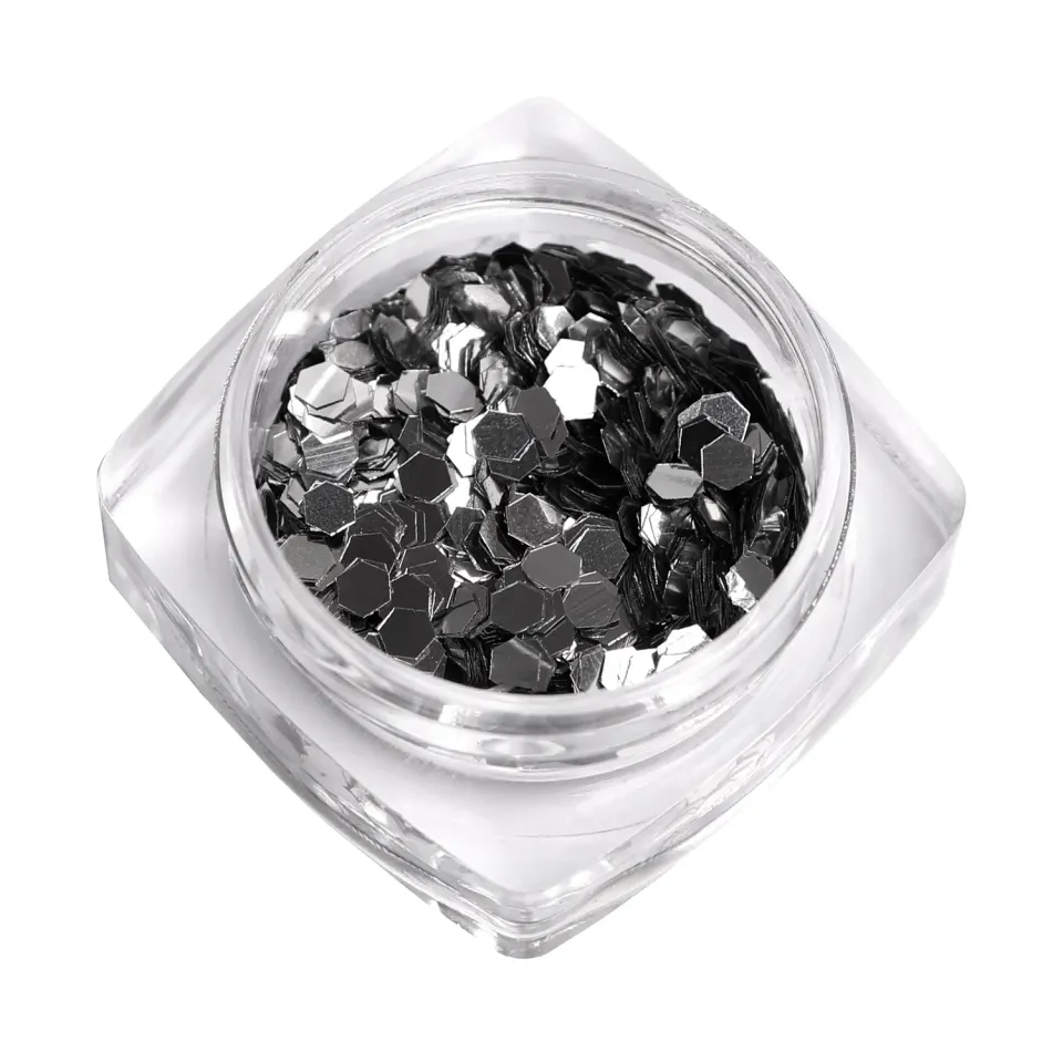 Komilfo Hexagon 2 mm paillettes unghie argento