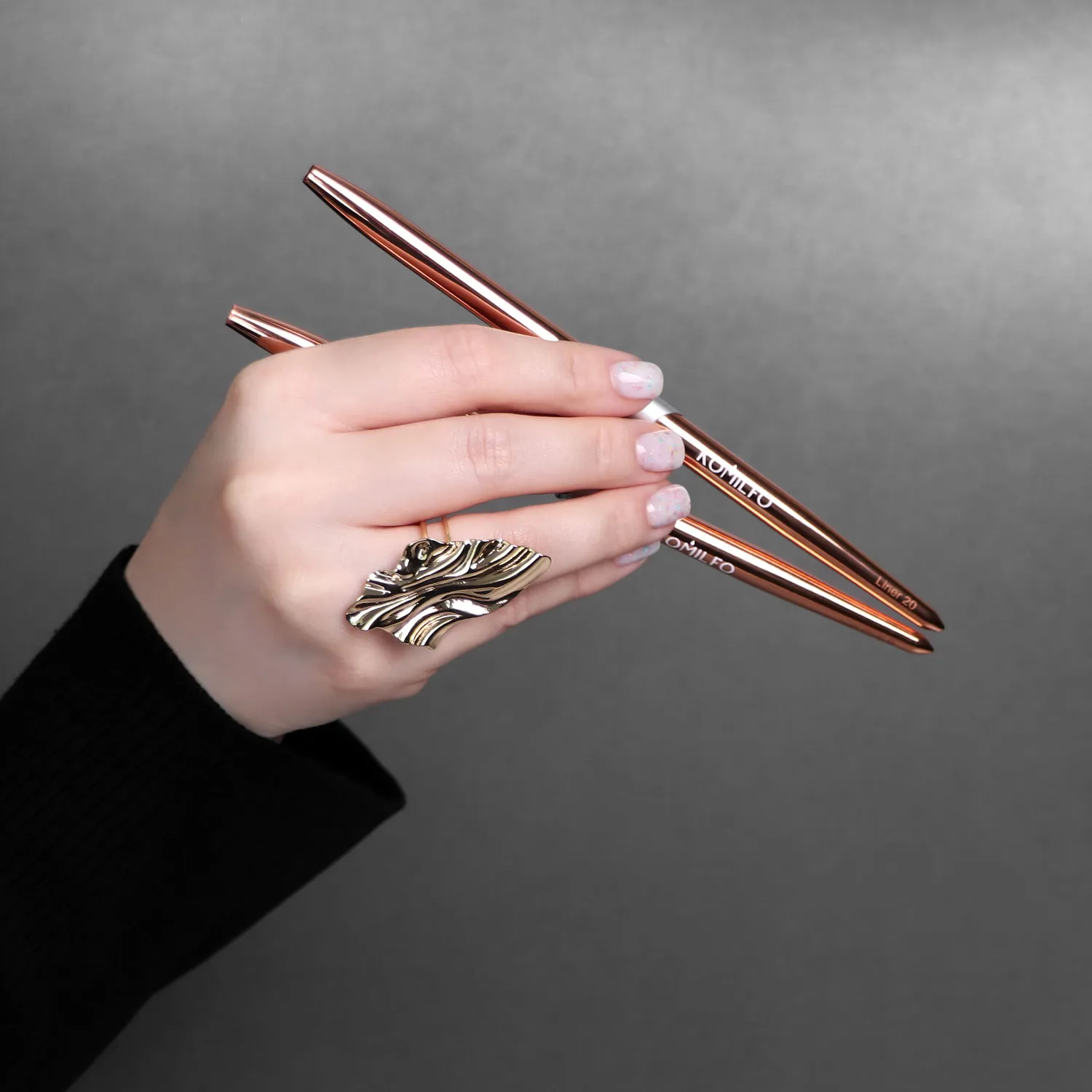 Komilfo Rose Gold Gel pennello unghie ovale 6 nylon gel