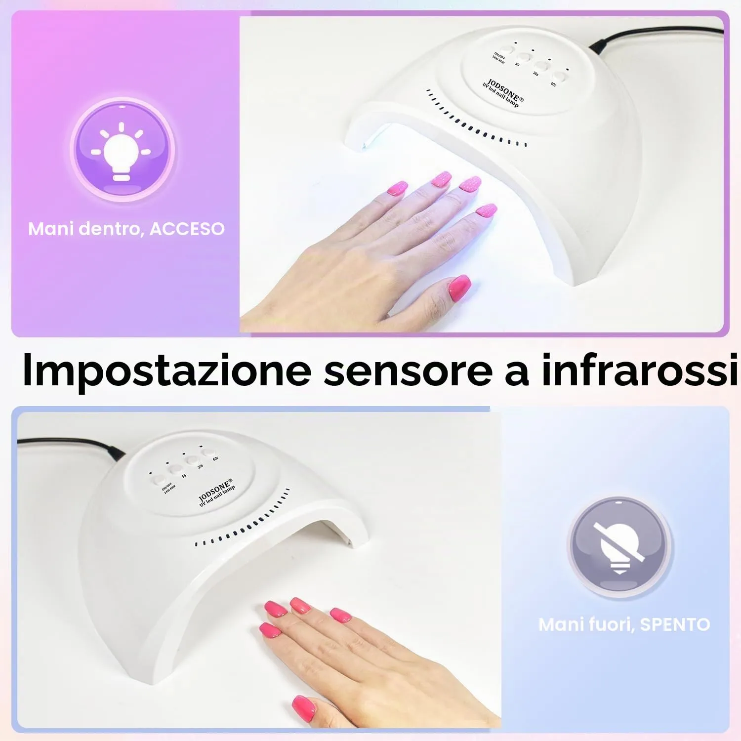 Jodsone lampada unghie UV LED 30 LED bianca timer 60s