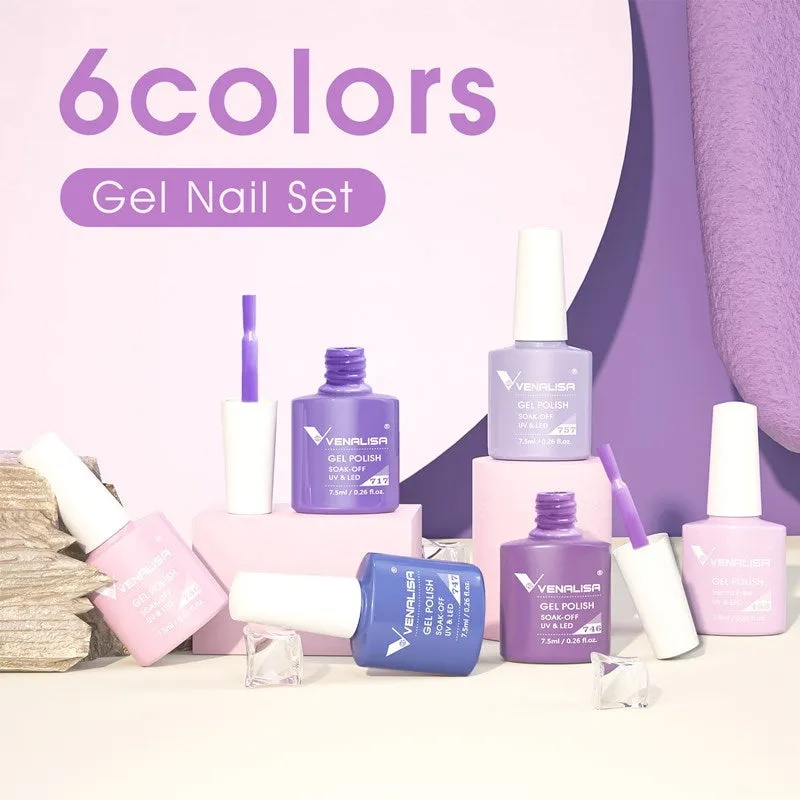 Venalisa set smalti gel 6 colori viola 7,5ml hema free