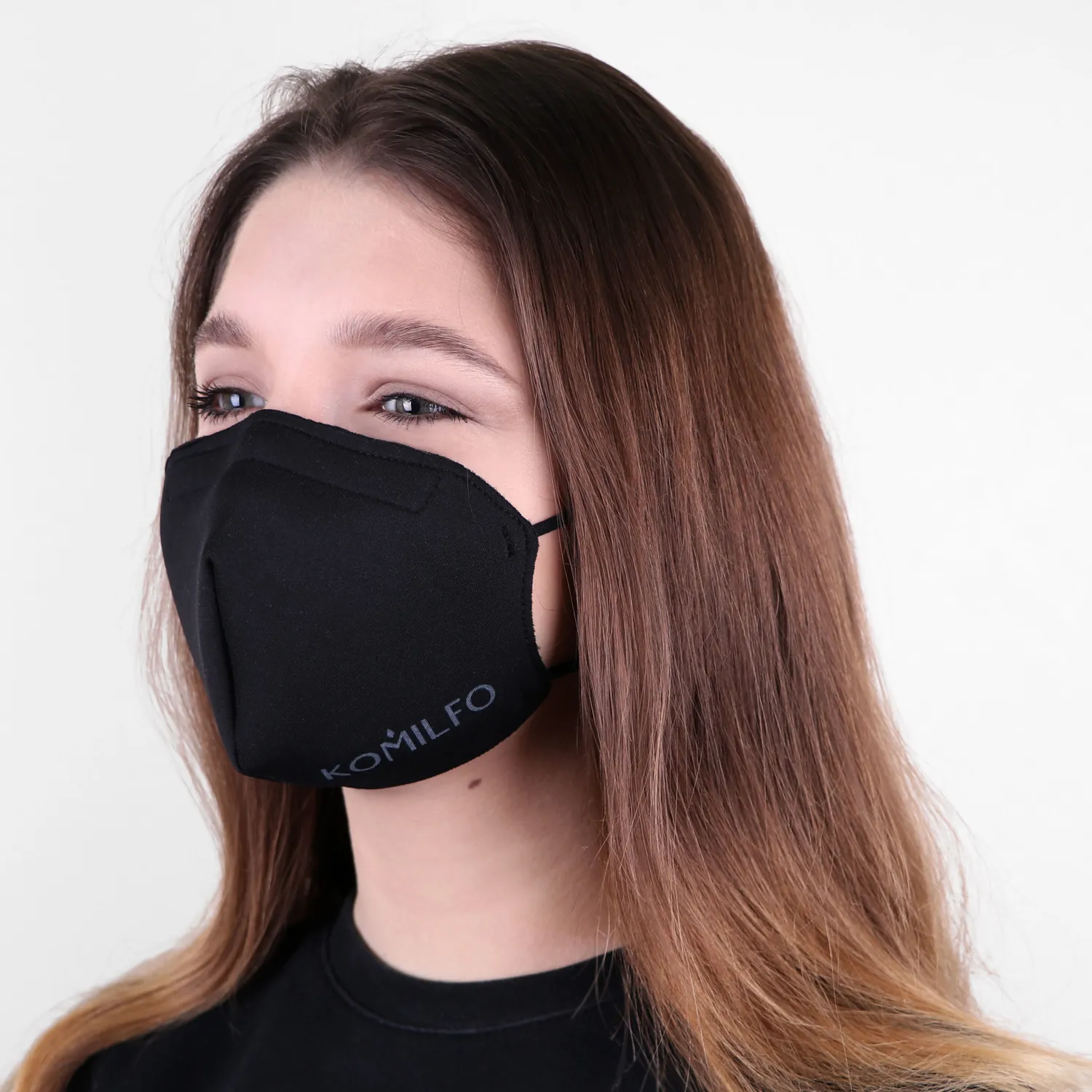 Komilfo Black Mask mascherina nera lavabile riutilizzabile