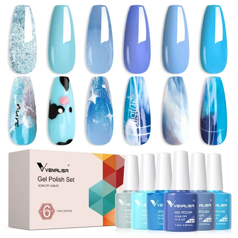 Venalisa 2215 set 6 smalti blu semipermanenti 7,5ml coprente