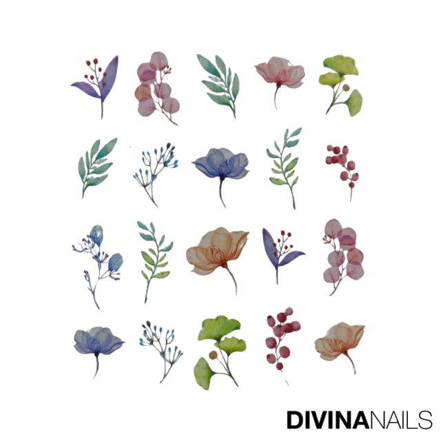 Diva Nails Water Decal Flower Spring 01 Stickers Unghie