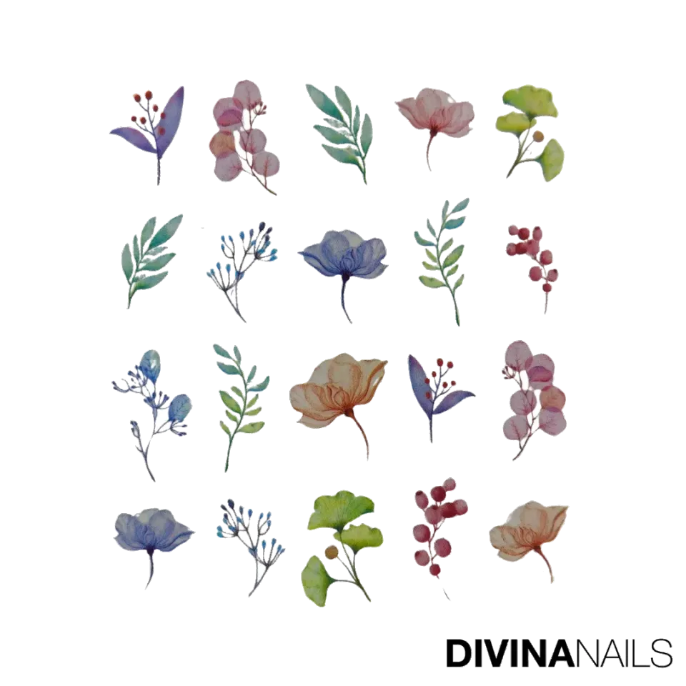 Diva Nails Water Decal Flower Spring 01 Stickers Unghie