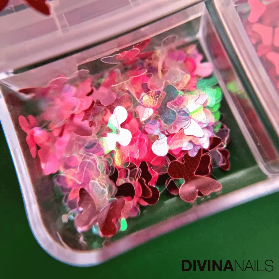 Diva Nails Paillettes Heart decorazioni unghie 6pz rosse cuori