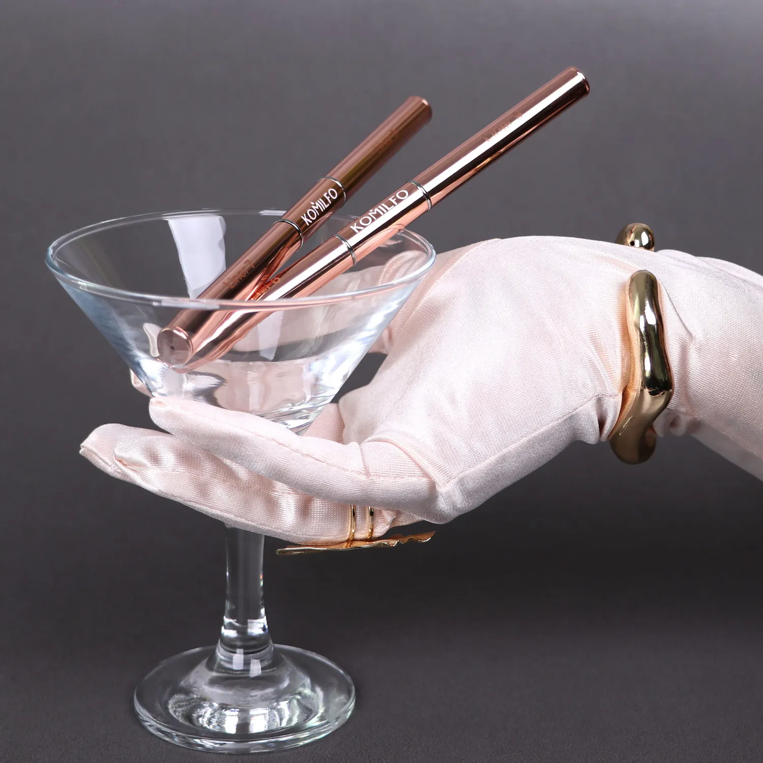 Komilfo Rose Gold Double pennello liner 7 e liner 9 nylon