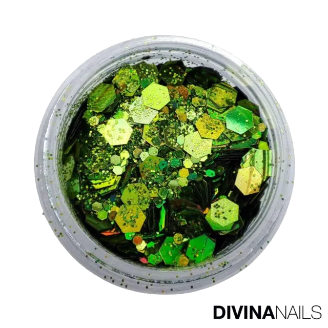 Diva Nails Holo Flakes Garden glitter unghie 2g verde