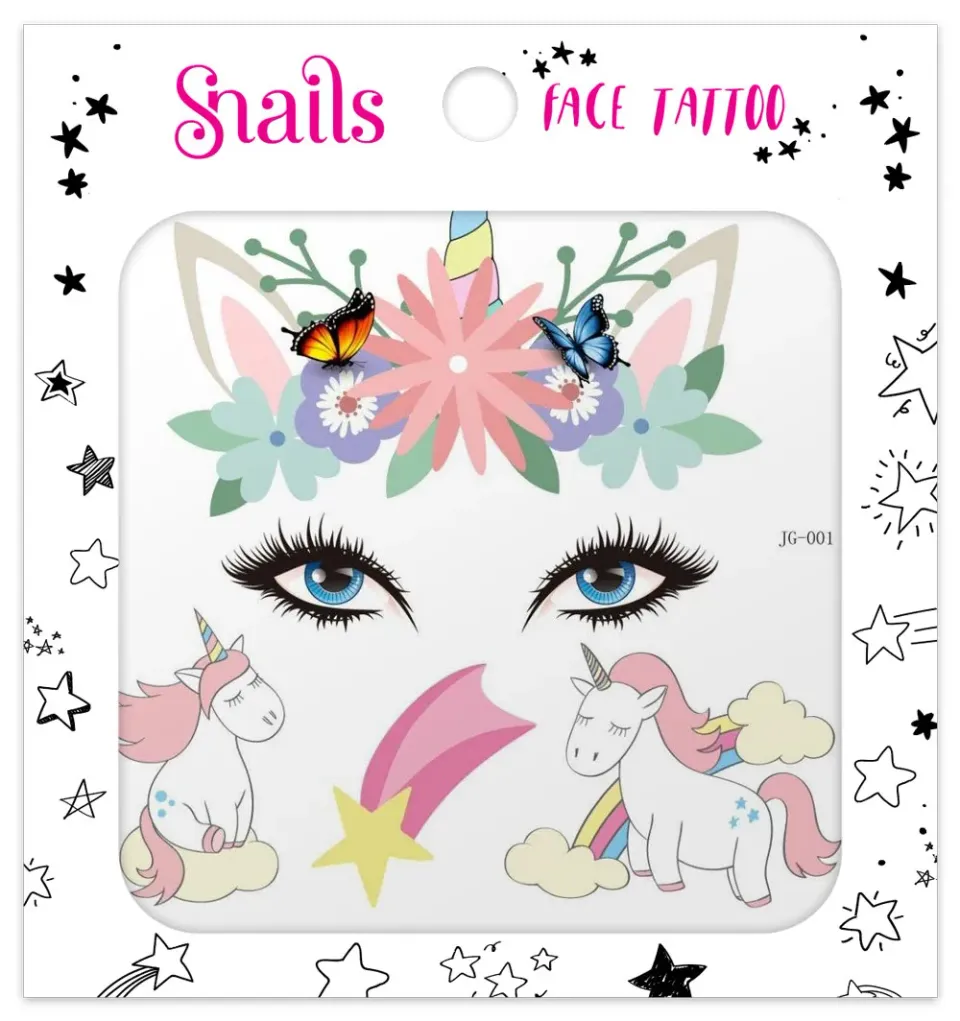 Snails Unicorn Crown tatuaggi viso unicorno
