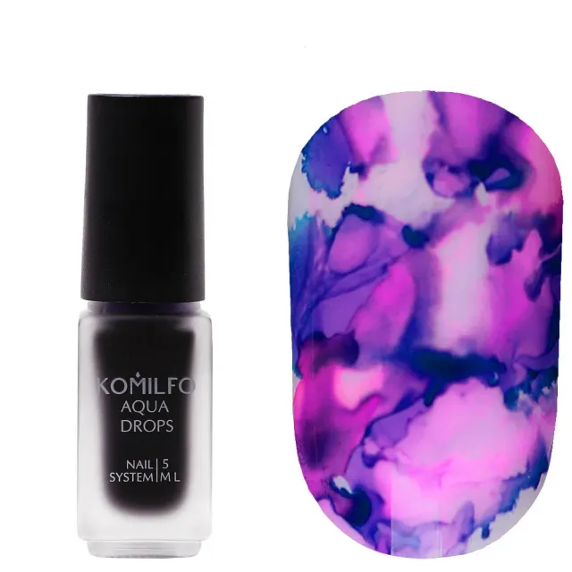 Komilfo Aqua Drops 008 inchiostro unghie viola 5 ml effetto acquerello
