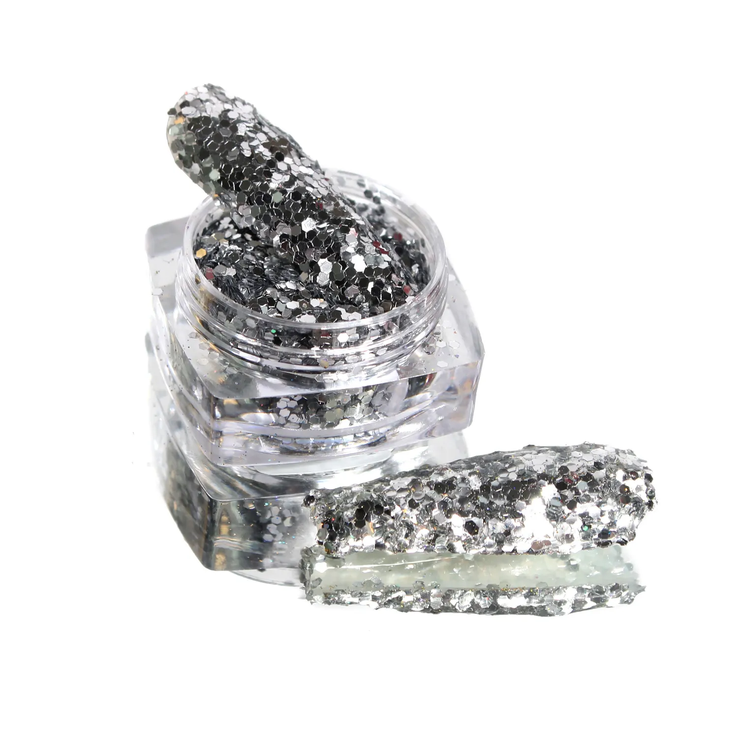 Komilfo Spangles 102K glitter unghie 2,5 g argento 1 mm