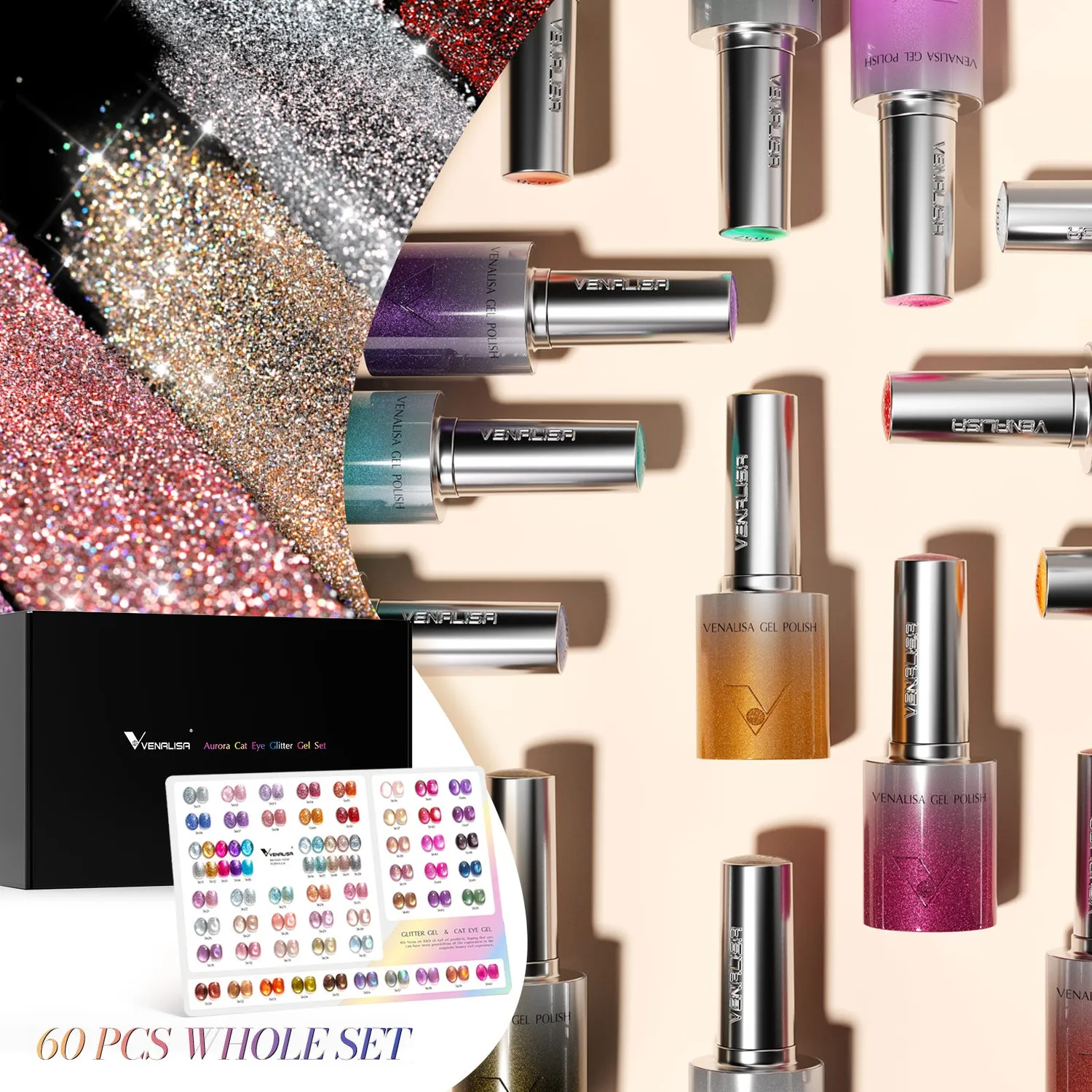 Venalisa Aurora 5601-5660 cat eye e glitter gel 60pz magnetico