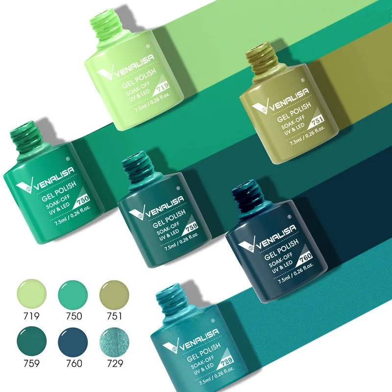 Venalisa Green 6 Colors set smalti semipermanenti 6x7,5ml verde