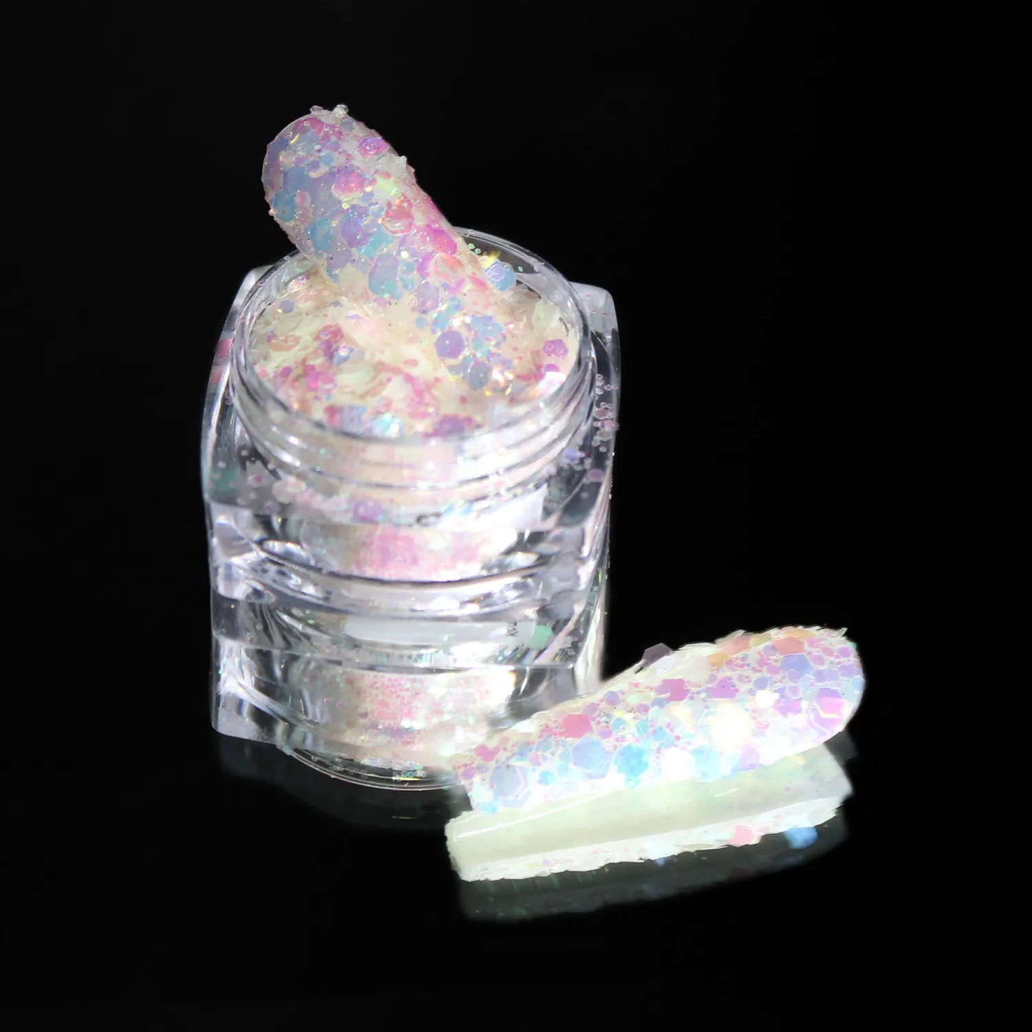 Komilfo MIX-004 glitter unghie 2,5 g bianco latte/viola fotocromatico