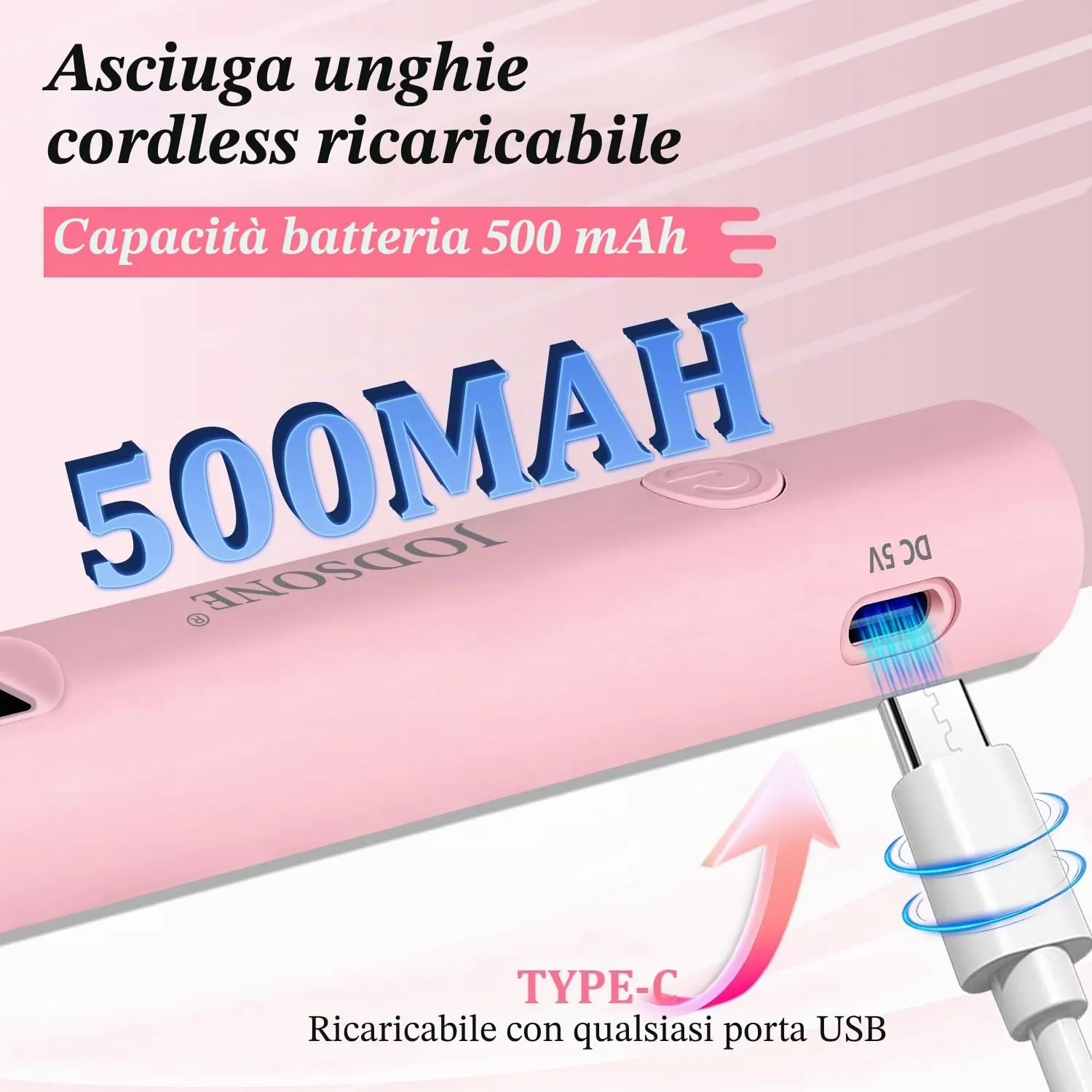 Jodsone H9-pink lampada unghie LED portatile rosa