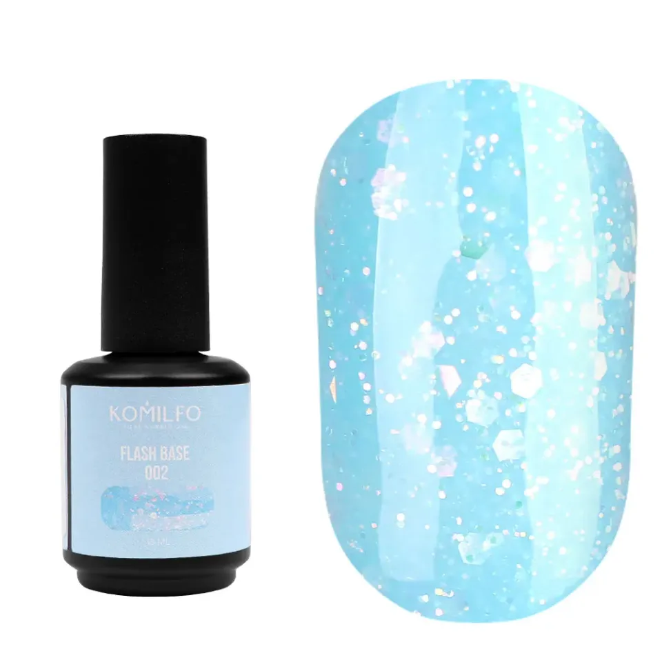 Komilfo Flash Base 002 base semipermanente 15 ml glitter
