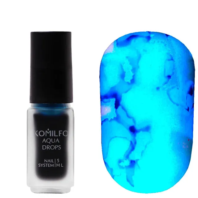 Komilfo Aqua Drops 009 nail art blu 5 ml effetto acquerello