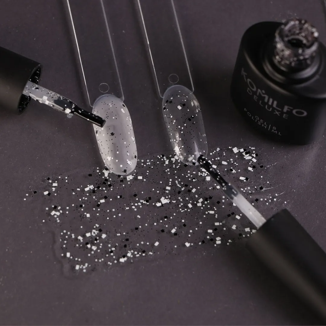 Komilfo No Wipe Top Stone top unghie nero bianco 8 ml