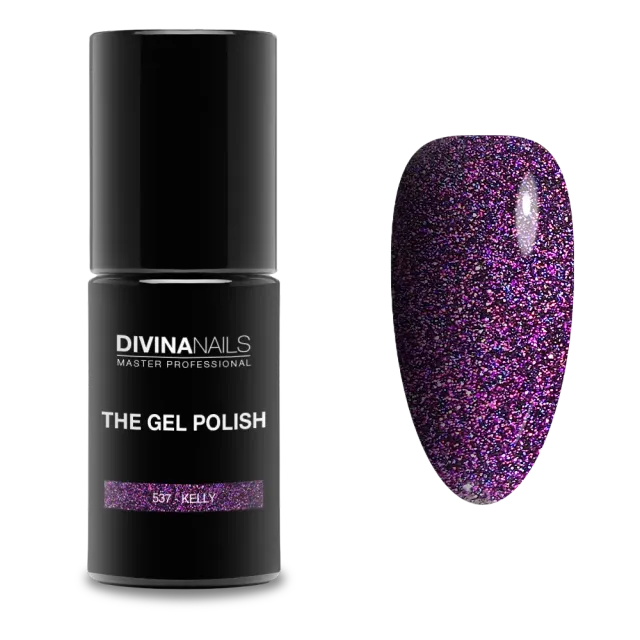 Diva Nails The Gel Polish 537 Kelly semipermanente 8ml viola glitter
