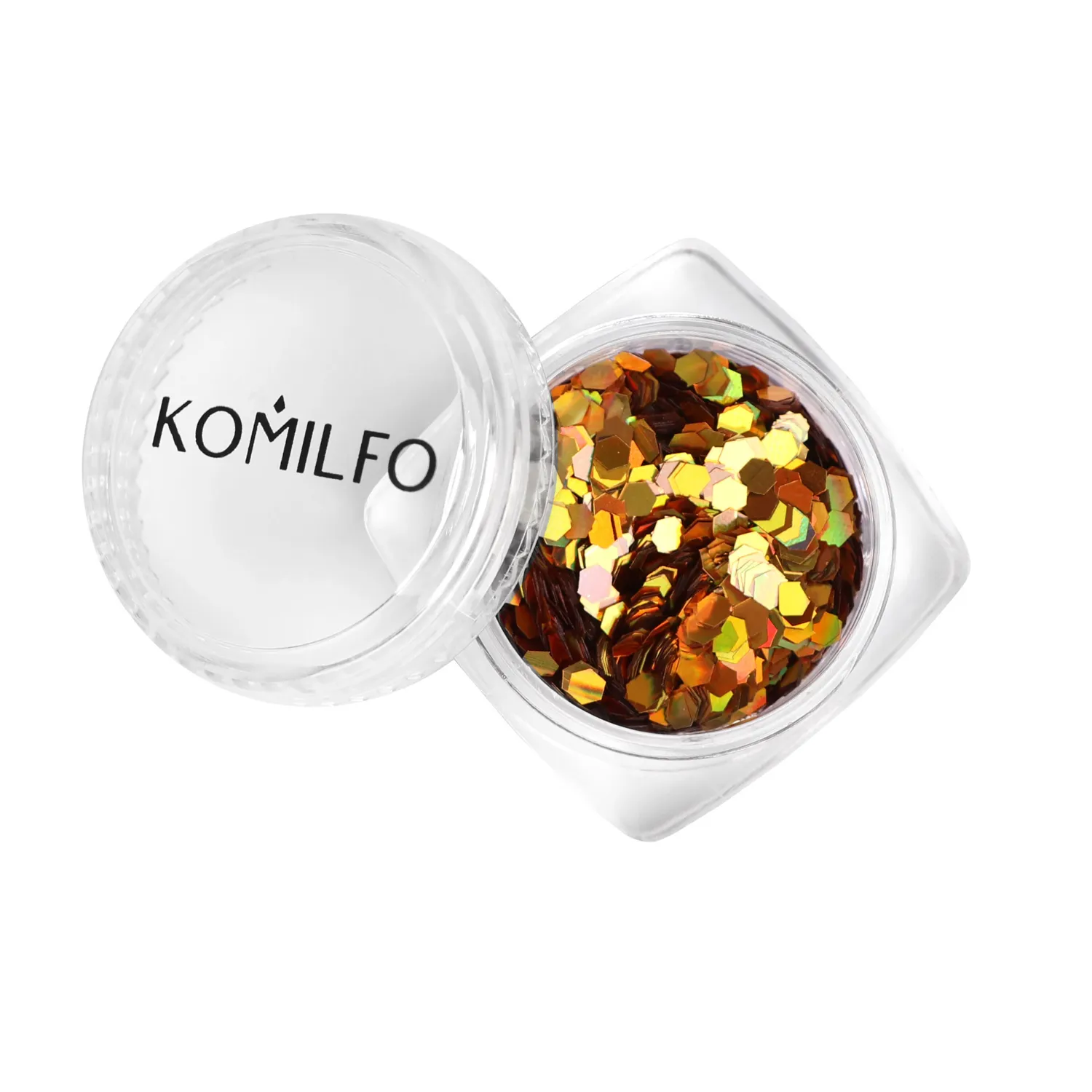 Komilfo Hexagon glitter unghie oro laser 2 mm