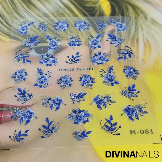Diva Nails Blue Flowers stickers unghie decorazioni floreali