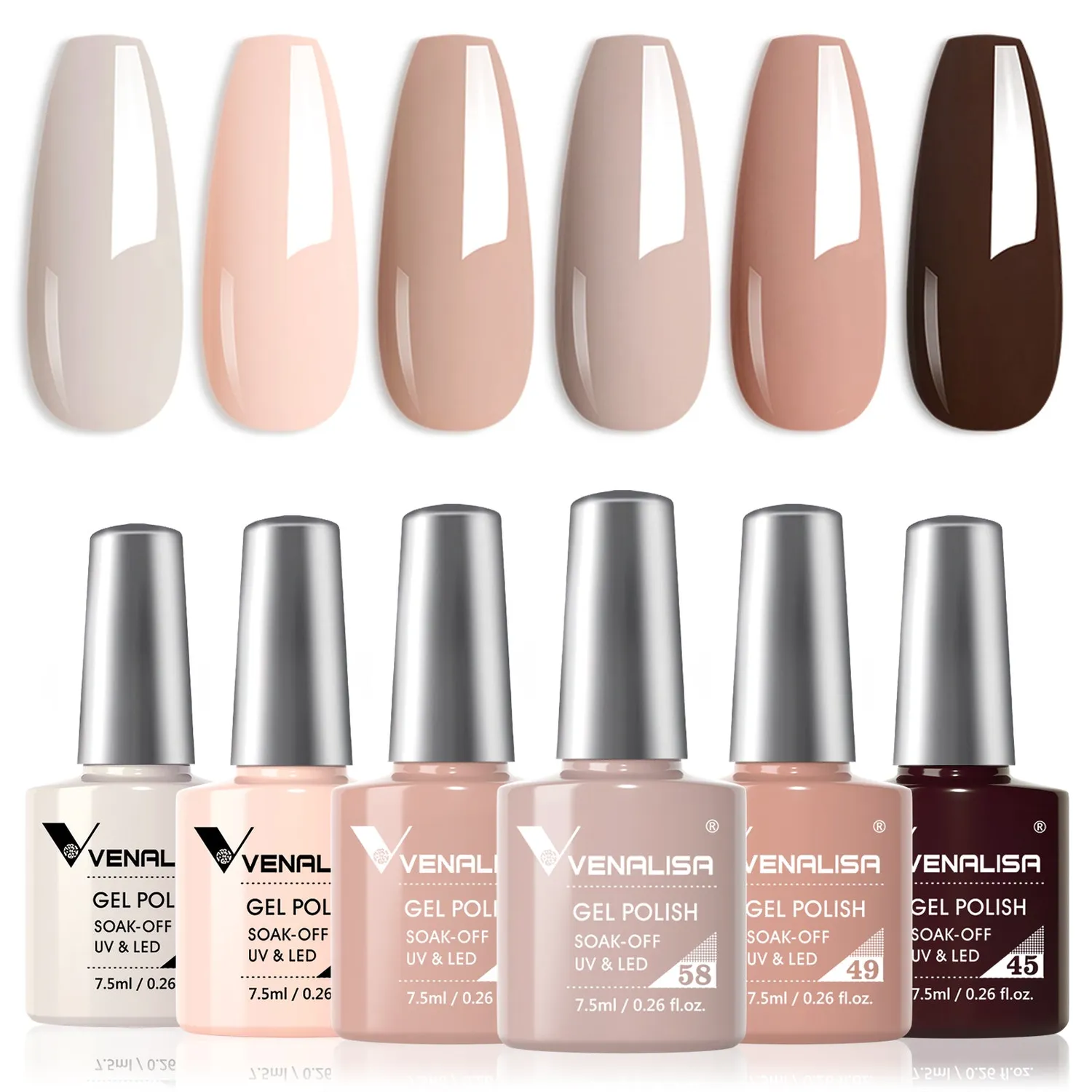 Venalisa Nude Brown set smalti semipermanenti 6x7,5 ml nude